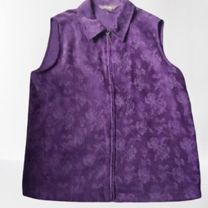 TanJay Purple Brocade Floral Zip Vest X - Large